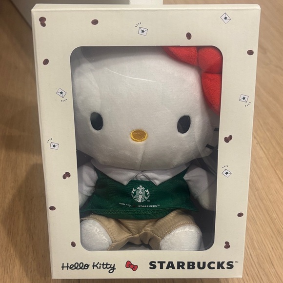 Starbucks Hello Kitty Plush with Red Bow and Green Apron
